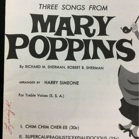 Sheet Music "I. Chim Chim Cher-ee" From Mary Poppins ©1963Walt Disney Production - Picture 2 of 6